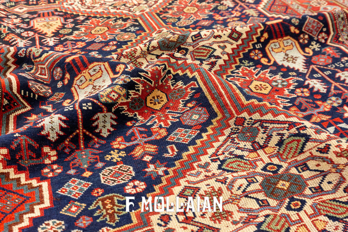 Persian Hand-knotted Antique Khamse Rug (214x134 cm)